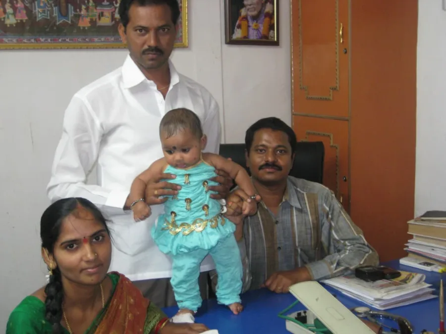 A family with their baby at the clinic in Karimnagar