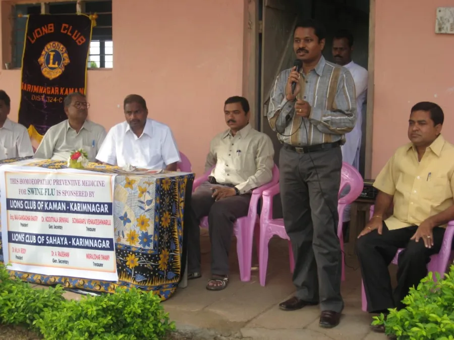 Dr. Srinivas speaking at the Lions Club preventive medicine programme